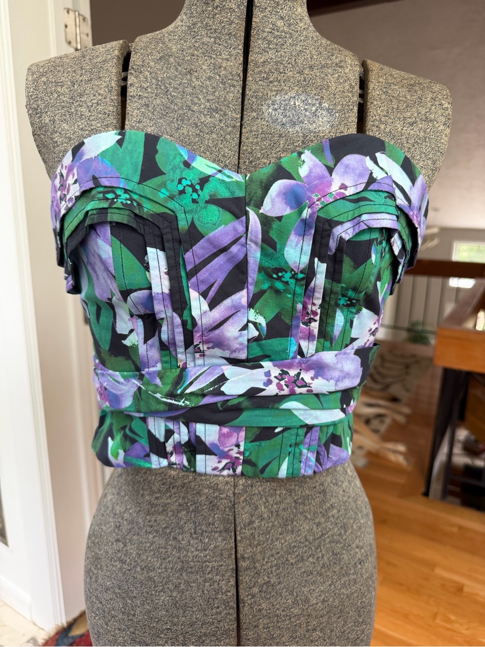 Marissa Webb Floral Strapless Bustier Crop Top